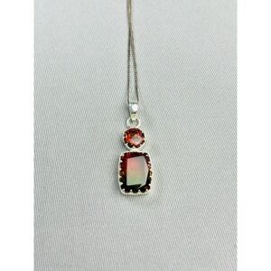 Costume Jewelry Rainbow Glitter Pendant On Chain Necklace READ